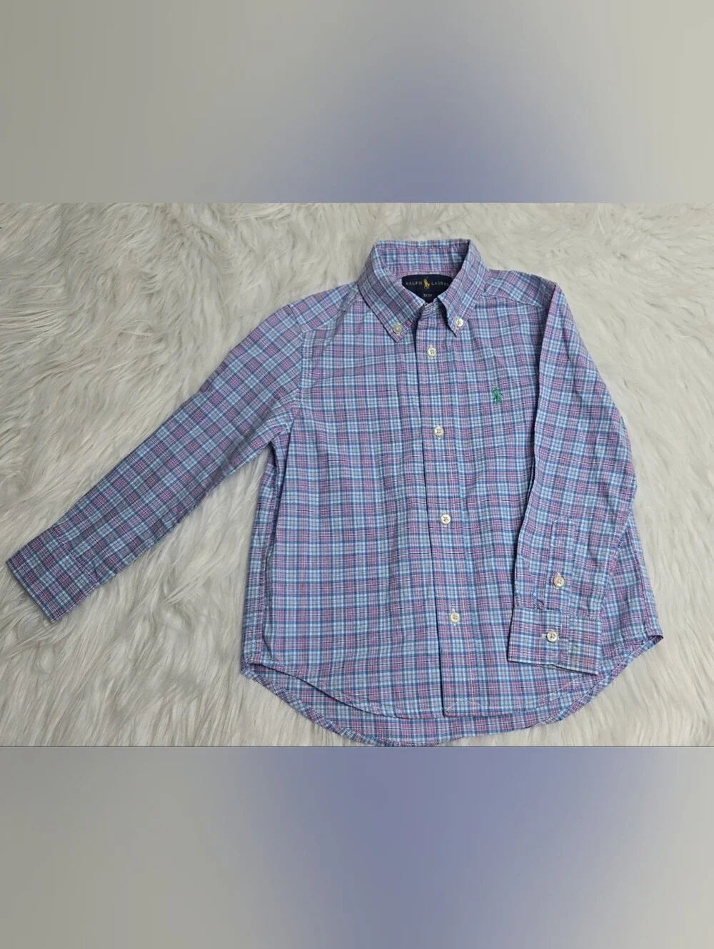 Ralph Lauren Blue and Purple Plaid Button-Down Shirt for Kids